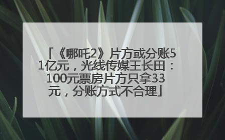 《哪吒2》片方或分账51亿元，光线传媒王长田：100元票房片方只拿33元，分账方式不合理