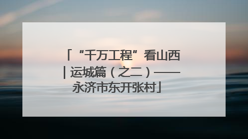 “千万工程”看山西｜运城篇（之二）——永济市东开张村