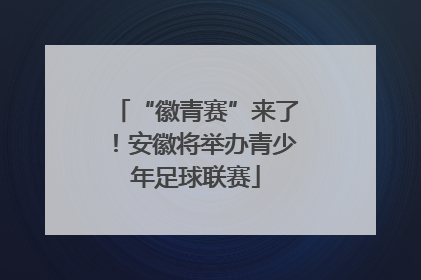 “徽青赛”来了！安徽将举办青少年足球联赛