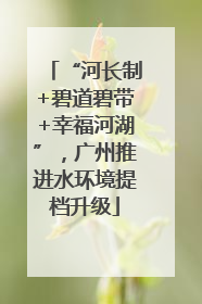 “河长制+碧道碧带+幸福河湖”，广州推进水环境提档升级