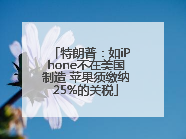 特朗普：如iPhone不在美国制造 苹果须缴纳25%的关税