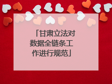 甘肃立法对数据全链条工作进行规范