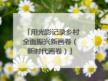 用光影记录乡村全面振兴新画卷（新时代画卷）