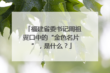 福建省委书记周祖翼口中的“金色名片”，是什么？
