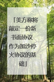 美方称将敲定一份新书面协议 作为加沙停火协议的基础