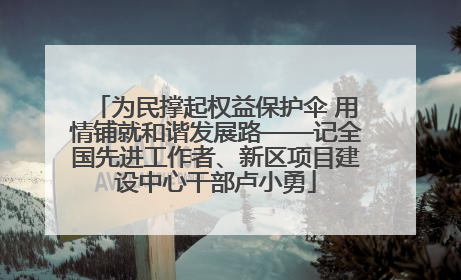 为民撑起权益保护伞 用情铺就和谐发展路——记全国先进工作者、新区项目建设中心干部卢小勇