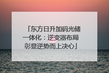 东方日升加码光储一体化：逆变器布局彰显逆势而上决心