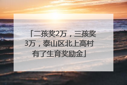 二孩奖2万，三孩奖3万，泰山区北上高村有了生育奖励金