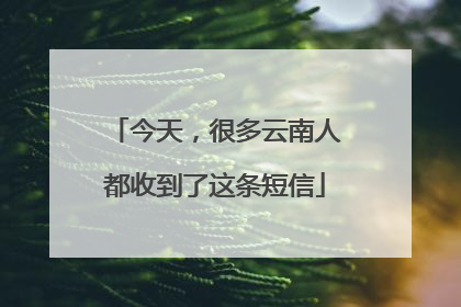 今天，很多云南人都收到了这条短信