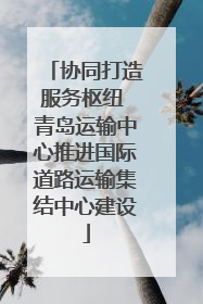 协同打造服务枢纽 青岛运输中心推进国际道路运输集结中心建设
