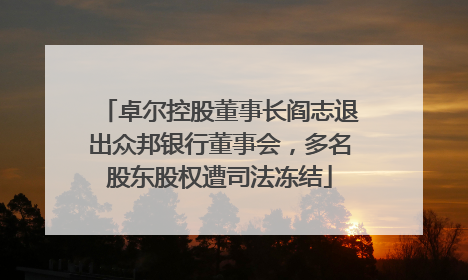 卓尔控股董事长阎志退出众邦银行董事会，多名股东股权遭司法冻结