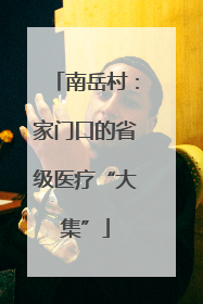 南岳村：家门口的省级医疗“大集”