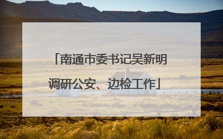 南通市委书记吴新明调研公安、边检工作
