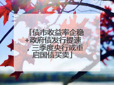 债市收益率企稳+政府债发行提速，三季度央行或重启国债买卖