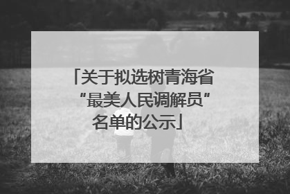 关于拟选树青海省“最美人民调解员” 名单的公示