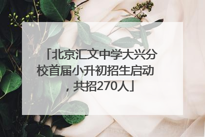 北京汇文中学大兴分校首届小升初招生启动，共招270人