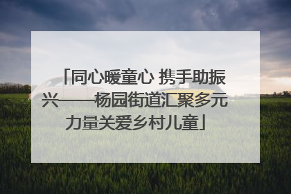 同心暖童心 携手助振兴——杨园街道汇聚多元力量关爱乡村儿童