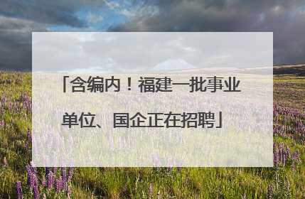 含编内！福建一批事业单位、国企正在招聘