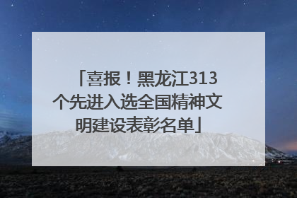 喜报！黑龙江313个先进入选全国精神文明建设表彰名单