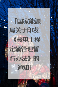 国家能源局关于印发《核电工程定额管理暂行办法》的通知