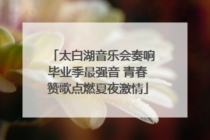 太白湖音乐会奏响毕业季最强音 青春赞歌点燃夏夜激情