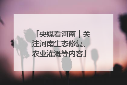 央媒看河南｜关注河南生态修复、农业灌溉等内容