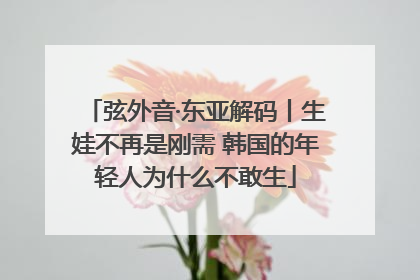弦外音·东亚解码丨生娃不再是刚需 韩国的年轻人为什么不敢生