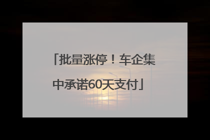 批量涨停！车企集中承诺60天支付