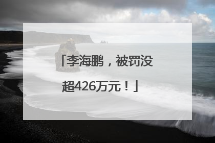 李海鹏，被罚没超426万元！