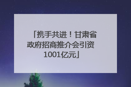 携手共进！甘肃省政府招商推介会引资1001亿元