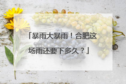 暴雨大暴雨！合肥这场雨还要下多久？