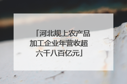 河北规上农产品加工企业年营收超六千八百亿元