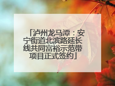泸州龙马潭：安宁街道北滨路延长线共同富裕示范带项目正式签约