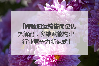 跨越速运销售岗位优势解码：多维赋能构建行业竞争力新范式