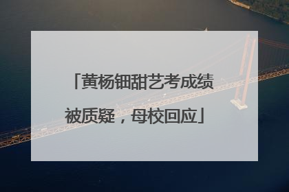 黄杨钿甜艺考成绩被质疑，母校回应