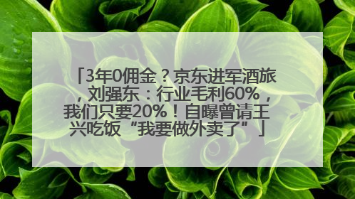 3年0佣金？京东进军酒旅，刘强东：行业毛利60%，我们只要20%！自曝曾请王兴吃饭“我要做外卖了”