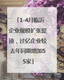 1-4月临沂企业规模扩张提速，过亿企业较去年同期增加55家