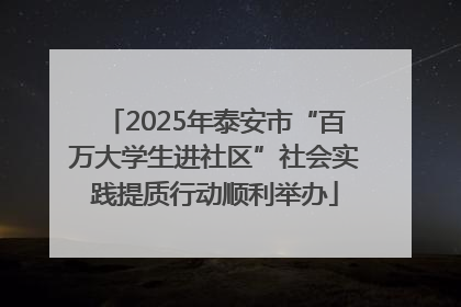 2025年泰安市“百万大学生进社区”社会实践提质行动顺利举办